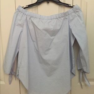 Baby blue off the shoulder shirt